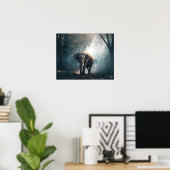 Aziatische olifant in een Sunlit Forest Clearing Poster (Thuiskantoor)