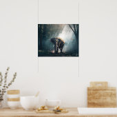 Aziatische olifant in een Sunlit Forest Clearing Poster (Keuken)