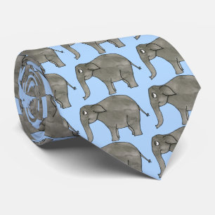 Aziatische olifant, op Pastel Blue. Stropdas