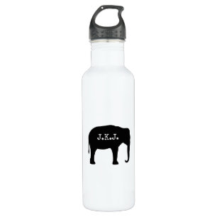 Aziatische olifant silhouet met Jouw tekst Waterfles