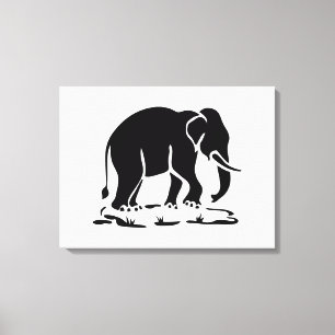 Aziatische olifanten boven Thai Elephant Trekking Canvas Afdruk