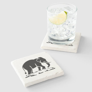 Aziatische olifanten boven Thai Elephant Trekking  Stenen Onderzetter