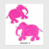 Aziatische olifanten Set van 2 roze Sticker (Vel)