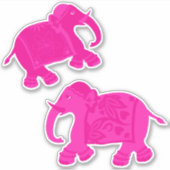 Aziatische olifanten Set van 2 roze Sticker (Voorkant)
