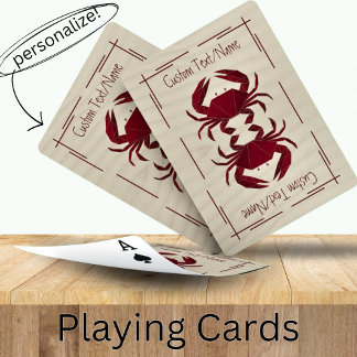 Aziatische origami rode krab op het strand aangepa pokerkaarten