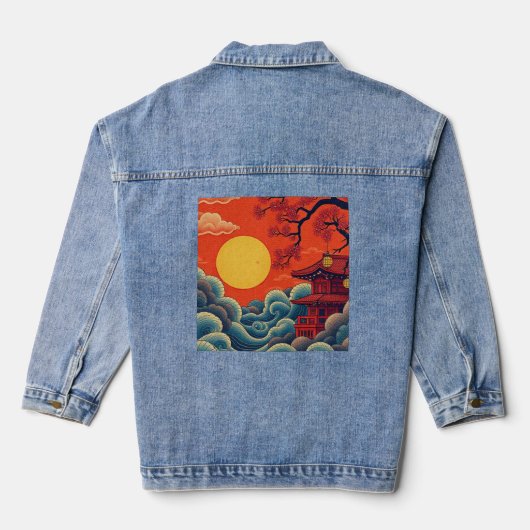 Aziatische Pacific Geïnspireerd Denim Jas Jacket (Achterkant)