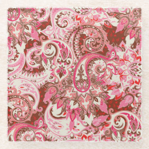 Aziatische paisley elementen, boho . glazen onderzetter