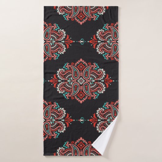 Aziatische paisley elementen, boho patroon. badhanddoek (Badhanddoek)