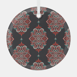 Aziatische paisley elementen, boho patroon. glas ornament