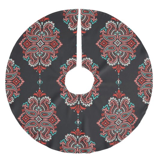 Aziatische paisley elementen, boho  patroon. kerstboom rok (Voorkant)