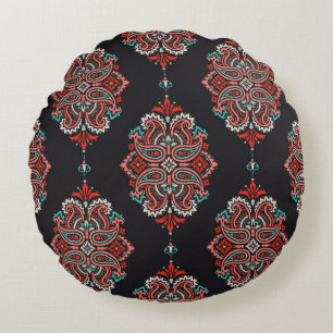 Aziatische paisley elementen, boho patroon. rond kussen