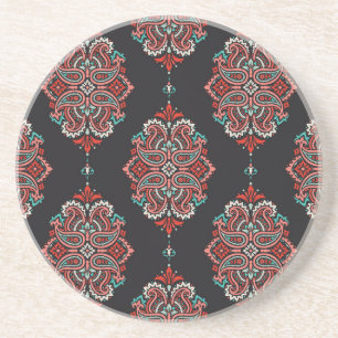 Aziatische paisley elementen, boho patroon. zandsteen onderzetter