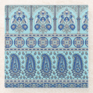 Aziatische Paisley grens: traditioneel ontwerp. Glazen Onderzetter