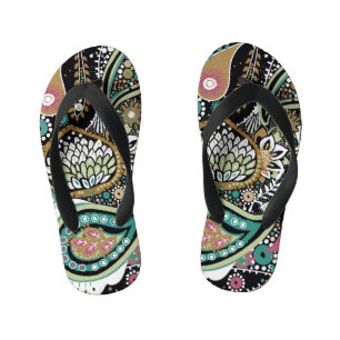 Aziatische paisley: modern naadloos ontwerp. kinder teenslippers
