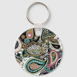 Aziatische paisley: modern naadloos ontwerp. sleutelhanger