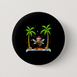Aziatische reuzenhoornaar Santa Hat Palm Tree Beac Ronde Button 5,7 Cm