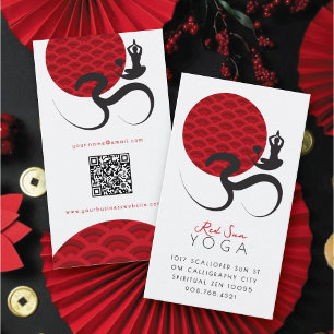 Aziatische Rode Zon Yoga & Moderne Zen Calligrafie Visitekaartje