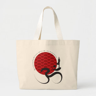 Aziatische Rode Zon Yoga & Moderne Zen Kalligrafie Grote Tote Bag