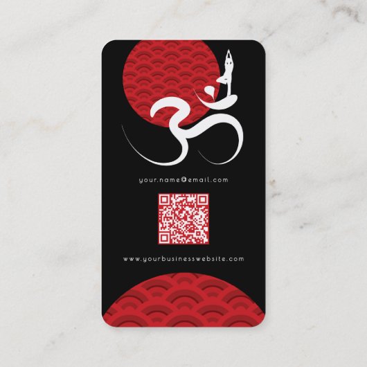 Aziatische Rode Zon Yoga & Moderne Zen Kalligrafie Visitekaartje (Achterkant)