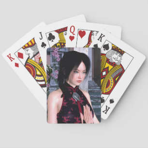 Aziatische schoonheid pokerkaarten
