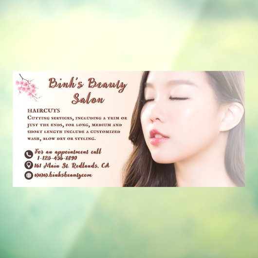 Aziatische schoonheidshaar Salon Business aanpasse Raamsticker (Vel 3)