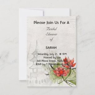 Aziatische stijl bloemen bruidsdouche uitnodigings save the date