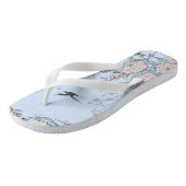 Aziatische Stijl Pastel Roze Lelies en Rozen op Bl Teenslippers (Schuin)