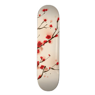 Aziatische stijlschilders, bloesem in het voorjaar skateboard