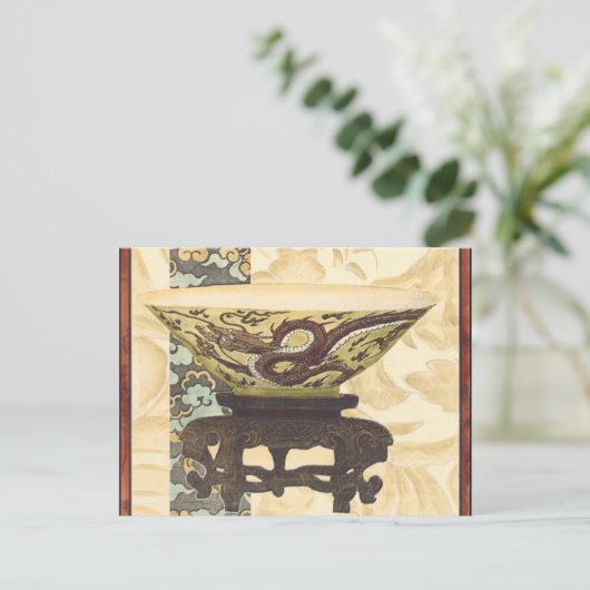 Aziatische tapijt met Bowl- en Drakenontwerp Briefkaart (Staand voorkant)