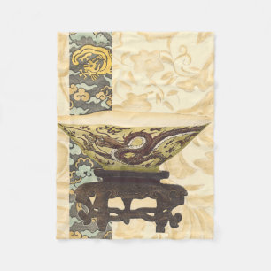 Aziatische tapijt met Bowl- en Drakenontwerp Fleece Deken