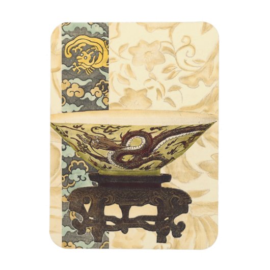 Aziatische tapijt met Bowl- en Drakenontwerp Magneet (Verticaal)