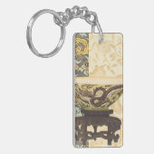 Aziatische tapijt met Bowl- en Drakenontwerp Sleutelhanger (Voorkant Links)