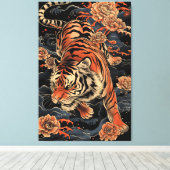 Aziatische tijger canvas afdruk (Insitu (Houten vloer))