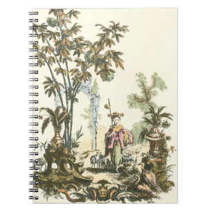 Aziatische tuin met vrouw en dieren notitieboek