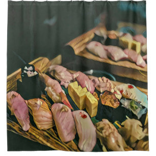 Aziatische voedselsushi douchegordijn