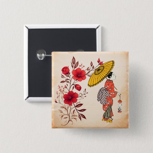 Aziatische vrouw Button (Voorkant /achterkant)
