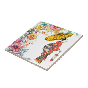 Aziatische Vrouw Keramische Tegel Tegeltje