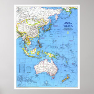 " Azië: 1989 - Gedetailleerde PACIFIC-kaart ... Poster