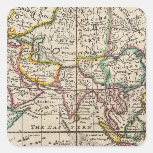Azië 32 vierkante sticker (Voorkant)