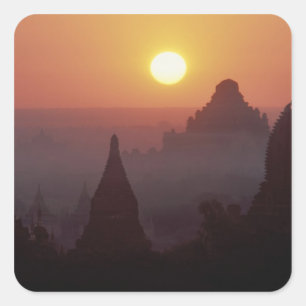 Azië, Birma, (Myanmar), Pagan (Bagan) De tempel Vierkante Sticker