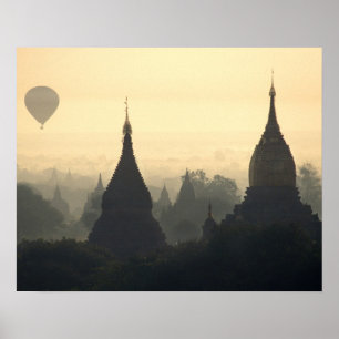Azië, Birma, (Myanmar), Pagan (Bagan) Heete Lucht Poster