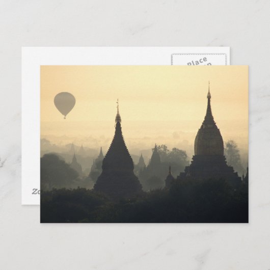 Azië, Birma, (Myanmar), Pagan (Bagan) Hot Air Briefkaart (Voorkant / Achterkant)