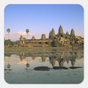 Azië, Cambodja, Siem Reap. Angkor Wat. 2 Vierkante Sticker
