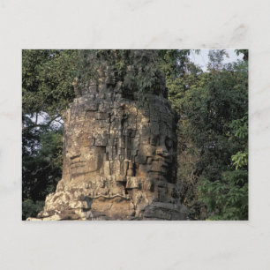 Azië, Cambodja, Siem Reap. Enorme stenen sculpture Briefkaart