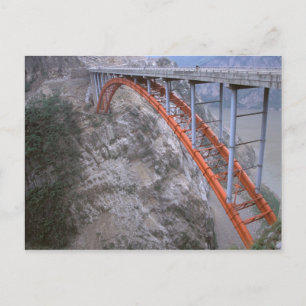 Azië, China, de Yangtze rivier. Zigui tegen Mannen Briefkaart