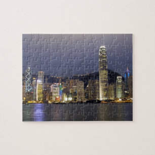 Azië, China, Hong Kong, stadssilhouet en 2 Legpuzzel