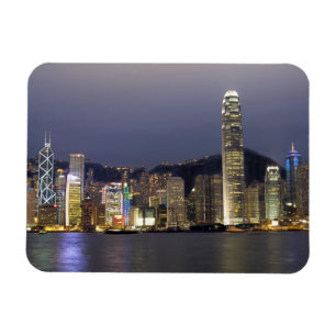 Azië, China, Hong Kong, stadssilhouet en 2 Magneet