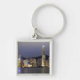 Azië, China, Hong Kong, stadssilhouet en 2 Sleutelhanger