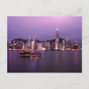 Azië, China, Hongkong, skyline van de stad en Briefkaart