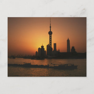 AZIË, China, Shanghai Gezicht op Oriental Pearl TV Briefkaart